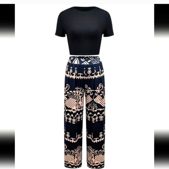 bohemian geo print two piece set - Picture 2 of 3